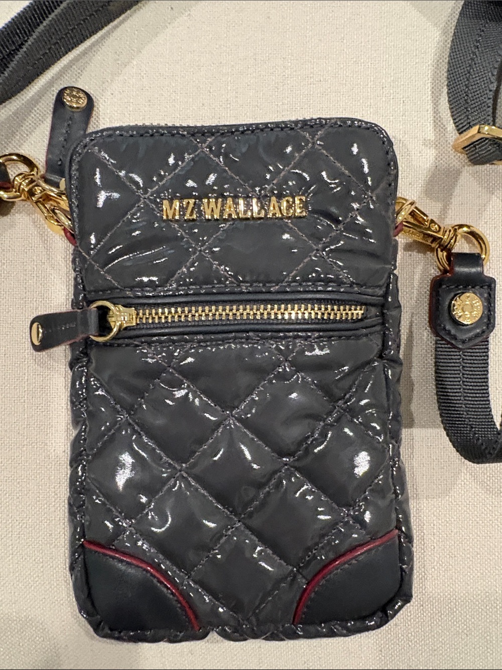 MZ Wallace Quilted Patent Crossbody Bag - dark magnet gray - Picture 2 of 5